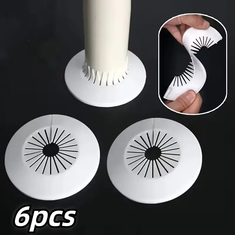 6-Pack Wall Opening Covers, Waterproof Seals for Kitchen and Bathroom, Decorative Caps for Pipe Joints and Hose Connections