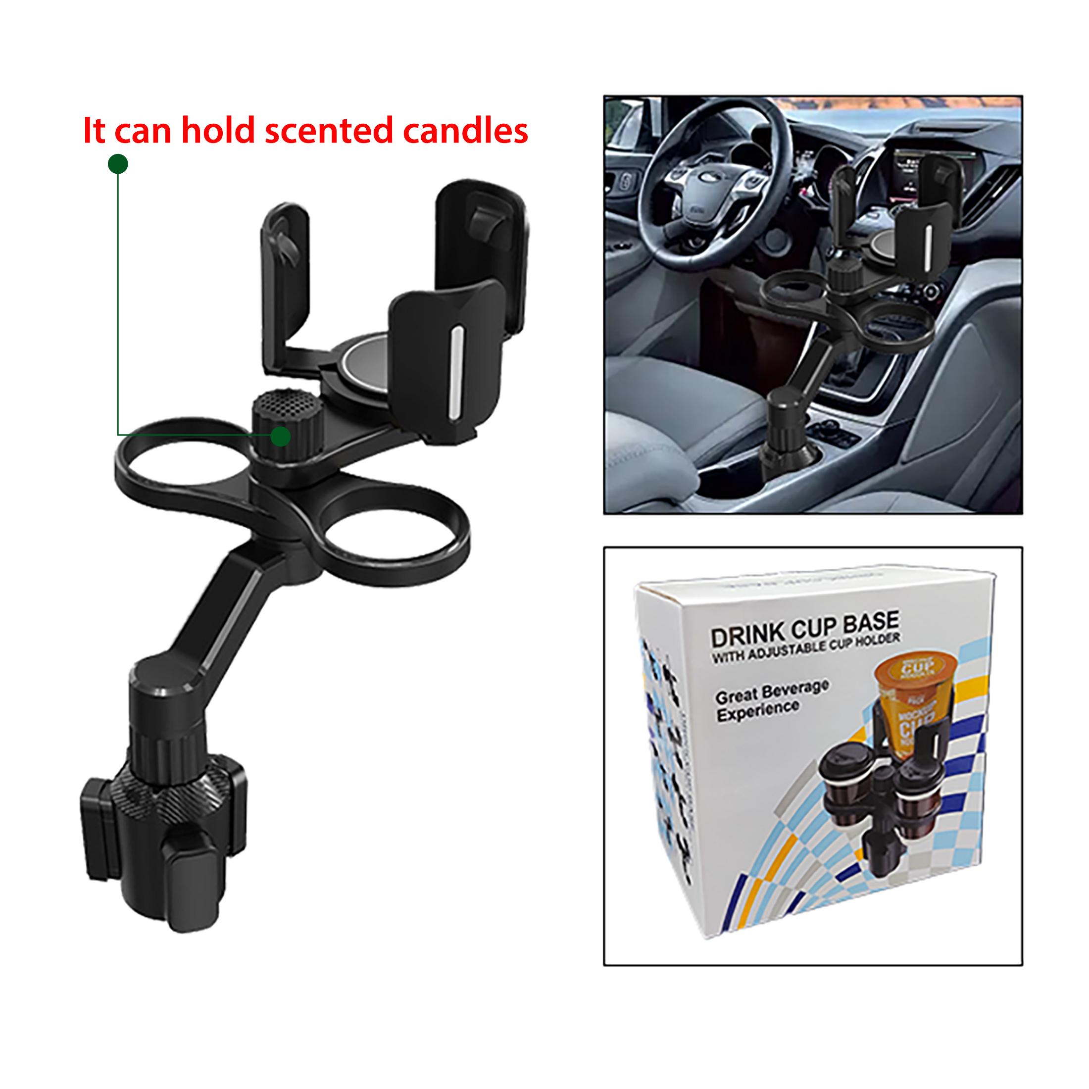 Adjustable Car Cup Holder Extender with Dual Cups, 360 Degree Rotating Design, Durable Interior Organizer for Most Cars