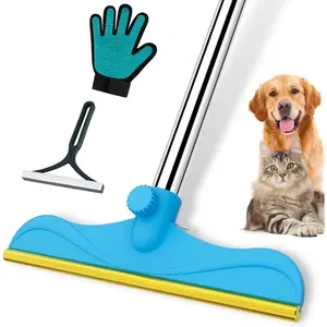 3 in 1 Carpet Rake for Pet Hair Removal, 60” Adjustable Long Handle Pet Hair Remover, Tool Set of 3, Reusable Carpet Scraper Dog Cat Pet Hair Removal Broom for Carpets, Car Mat, Pet Bed, Rugs