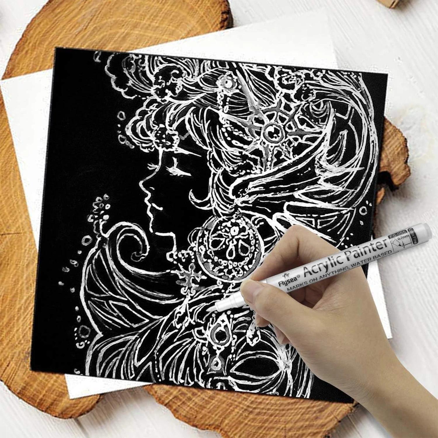 Acrylic Paint Pen (6 Counts/box), Student Acrylic Paint Pen for Rock Painting, Stone, Wood, Tire, Fabric, Canvas Extra-fine Tip Paint Pen, Acrylic Marker Pen, Waterproof Acrylic Markers