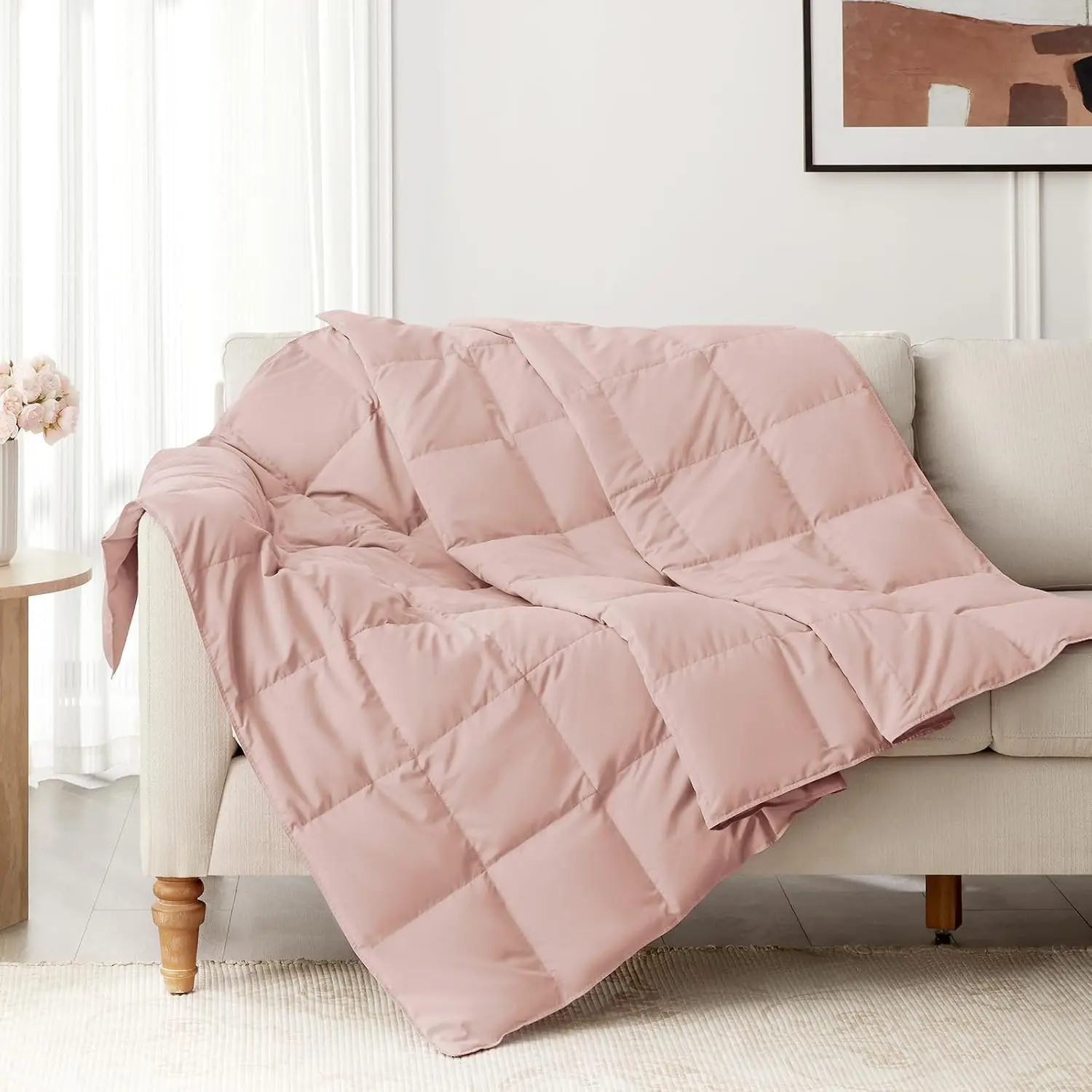 Down Throw Blankets for Couch 50x70” Down Blanket for Indoor and Outdoor use Small Soft Lightweight Throw Blanket