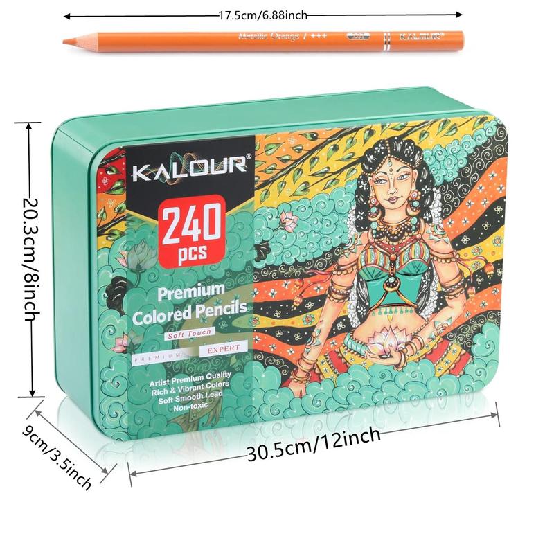 240-Piece Colored Pencil Set, Professional Soft-Core Pencils for Drawing, Sketching and Shading, Art Supplies for Adults and Beginners