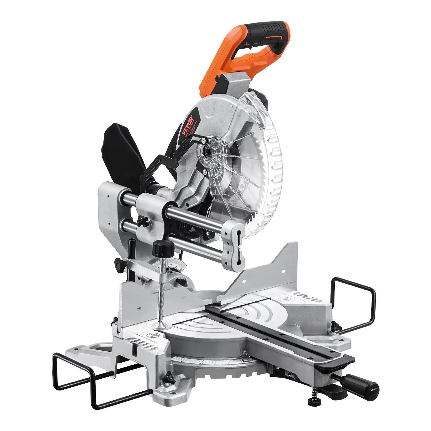 【DealsForYouDays】VEVOR 10-in Sliding Compound Miter Saw, 15A 2300W 5000 RPM Motor, 60-Tooth Blade, Corded Double Bevel, LED Alignment, Angle Adjustable, 39.7 lb, 30.31x20.87x27.56 in, for Framing, 2300W Straight-Cutting, Wood, DIY Effortless Cutting