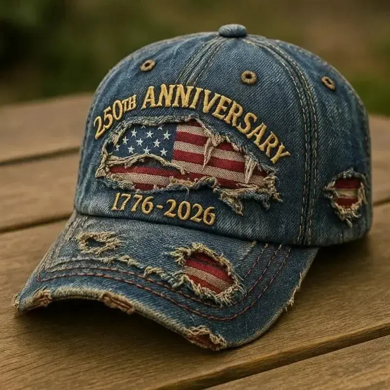 USA 250th Anniversary Patriotic Baseball Cap, 1776-2026 Embroidered US Map, Casual Fashion Sports Hat for Ripped Jeans