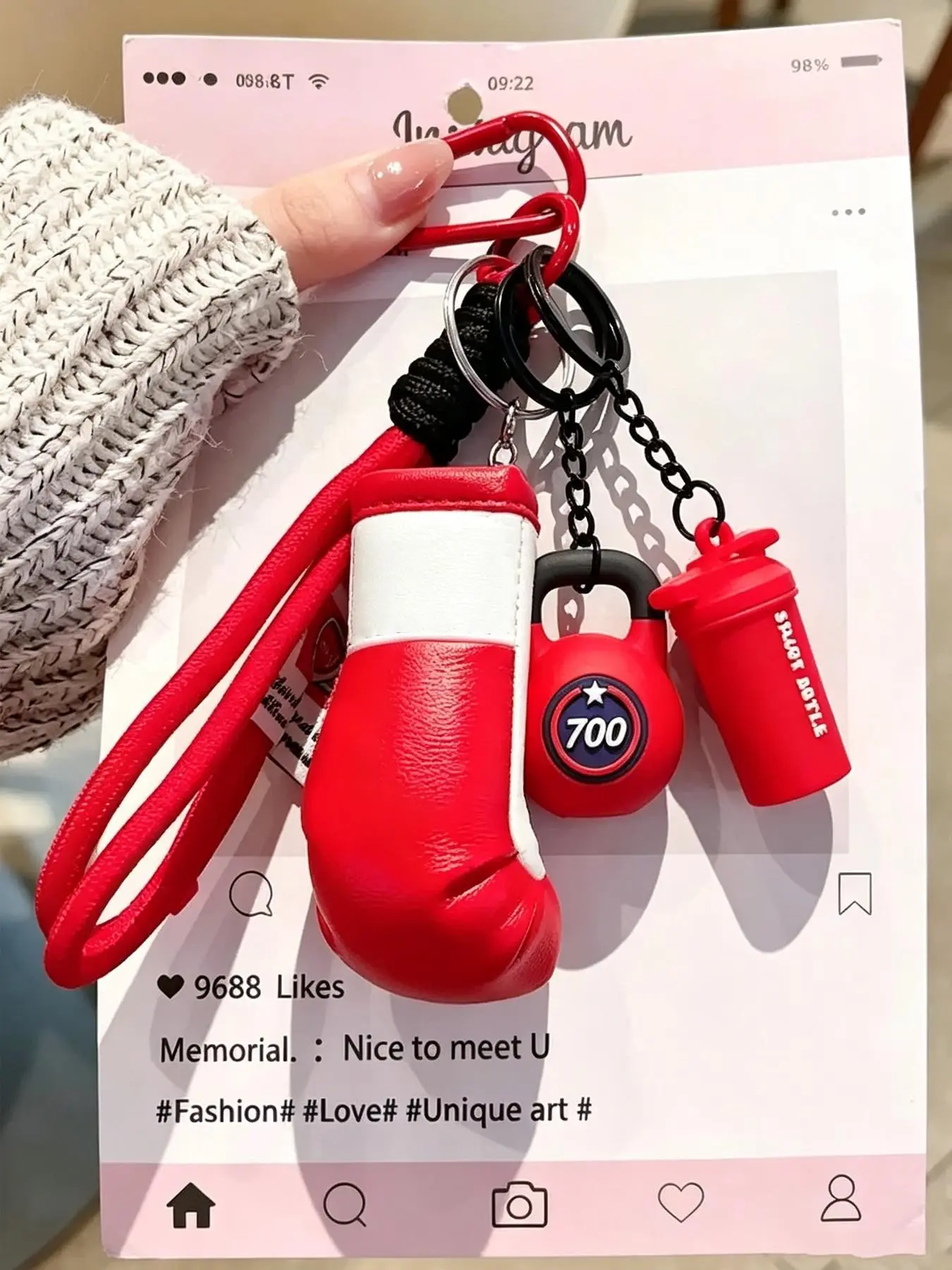 Mini Boxing Glove Fitness Keychain, PU Boxing Gloves Charm with Kettlebell & Sports Bottle Pendant, Braided Wrist Strap Carabiner, Sport Bag Accessory, Unique Gift for Boxers, Gym Lovers & Fitness Enthusiasts