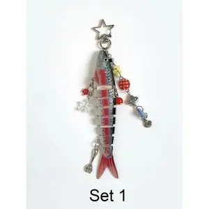Handmade Beaded Fish Keychain and Bag Charm, Nautical Pendant with Realistic Bait Design for Backpacks & Keys, Beaded Fish Pendant