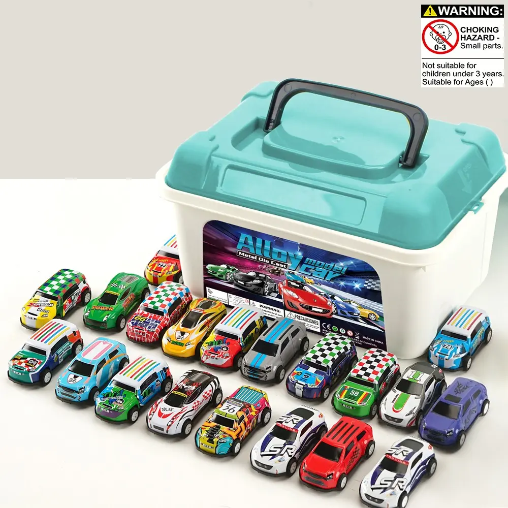 Random Style Pull-back Car Toy Set, Vehicle Playset, 1 Set Colorful Inertia Car Toy with Storage Box, Novelty Toys for Birthday Gift Party Gift,Boys & Men gifts, Diecast Cars, Racing Car Model, Diecast Vehicles, Collectible Model Car