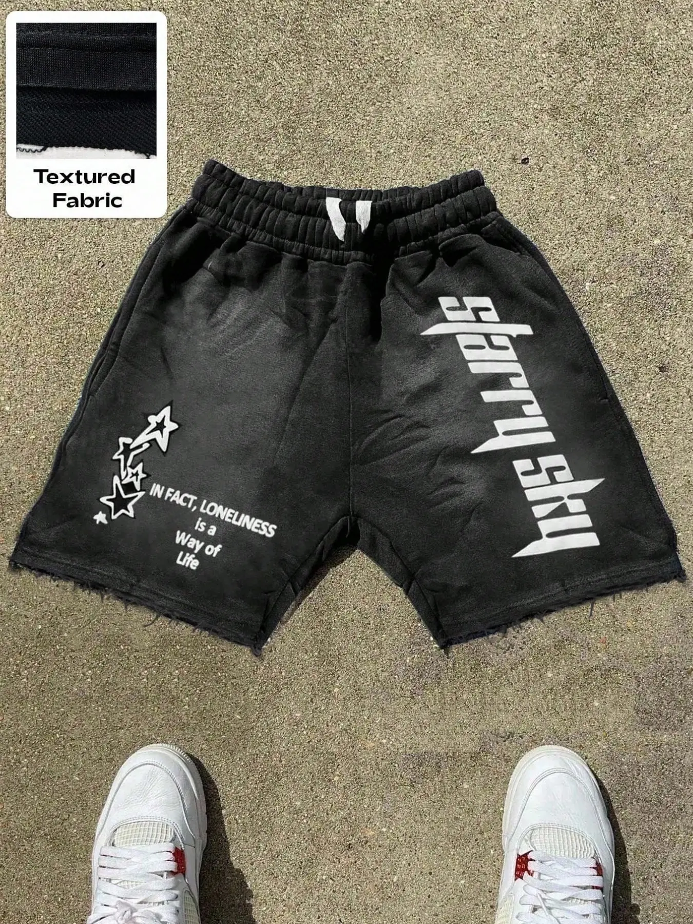 Men's Star Print Drawstring Shorts, Comfortable Casual Knit Fabric, Elastic Waistband, Summer Sports Wear, Regular Fit