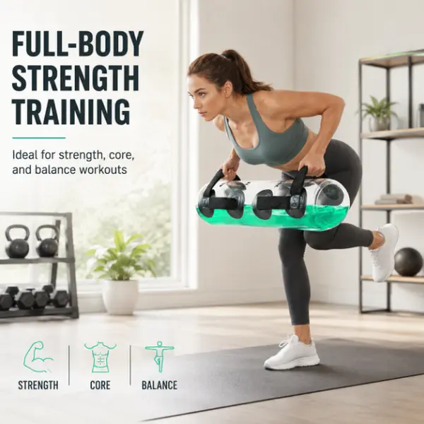 Water Weight Bag, Adjustable 50-70 lbs Transparent PVC Fitness Sandbag with a Durable Handle System for Core Muscle Strengthening and Balance Exercises, 1 * Green Dye (10Ml), 1 * Water Bag, Portable, Waterproof