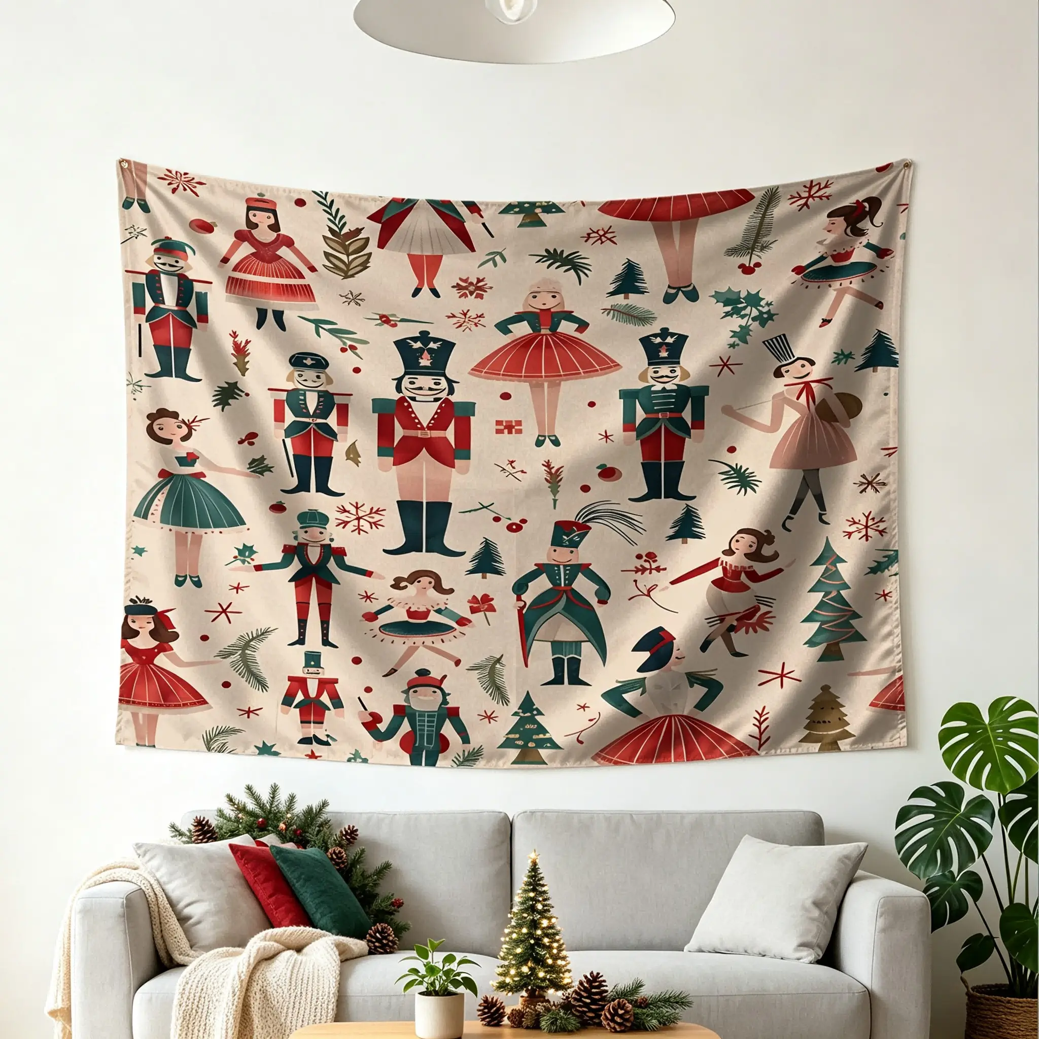 1Pc Nutcracker Digital Print Tapestry, Home Decor Tapestry, Wall Hanging As Festive Backdrop Decor, Creates Lively Christmas Holiday Atmosphere, Ideal For Dorm, Bedroom & Party Wall Decoration