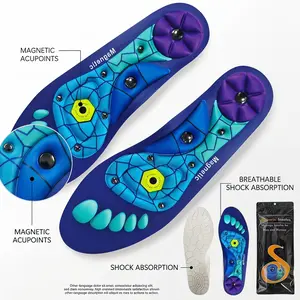 Magnetic Acupressure Insoles, Cuttable Orthopedic Shoe Inserts with Arch Support, Foot Massage Insoles for Men Women, Comfort Cushion for Standing, Walking & Sports