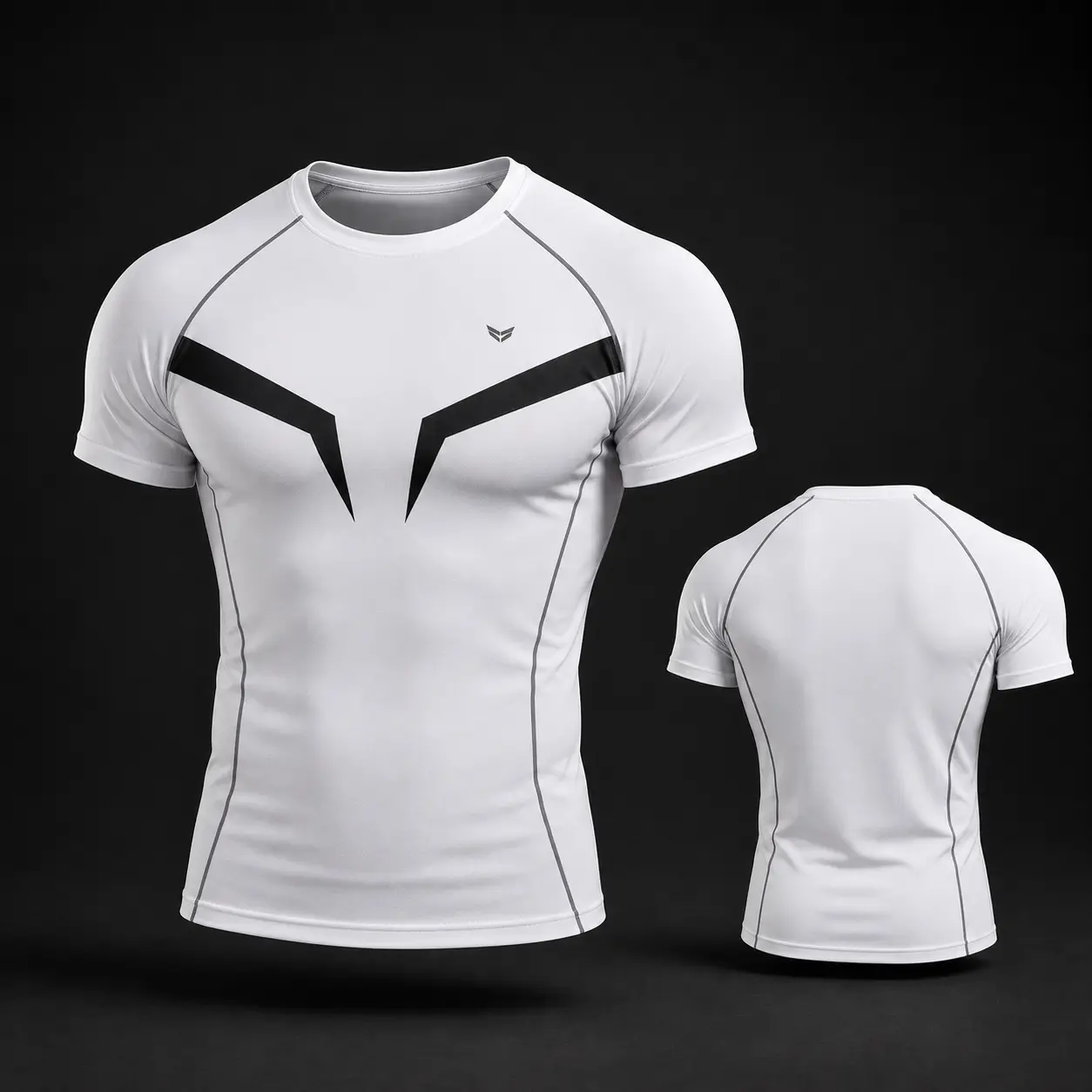 Unisex Athletic Compression Shirt, Short Sleeve Workout Top for Men Women, White Black Slim Fit Training Tee, Lightweight Stretch Gym T-Shirt for Running, Fitness, Yoga, Basketball, Cycling, Outdoor Sports, Quick Dry Base Layer Activewear Shirt