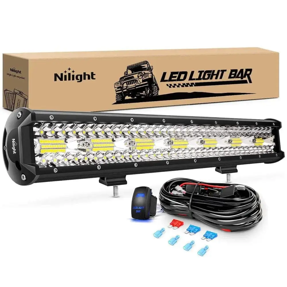 Nilight 20 Inch 420W 42000LM Triple Row Spot Flood LED Light Bar | 16AWG Wire 5Pin Switch