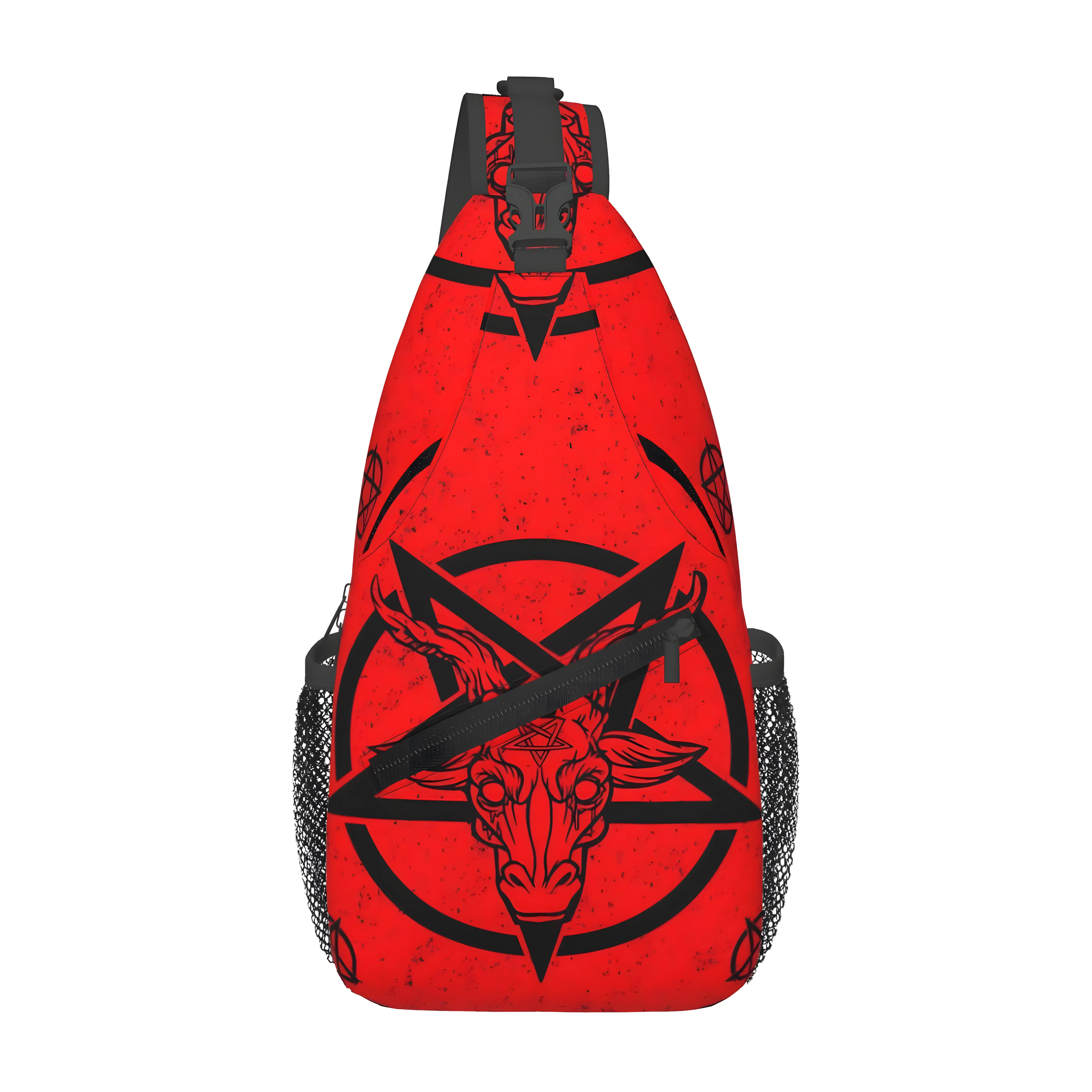 Men's Adjustable Chest Pack with Streetwear Pentagram Graphic, Large Capacity Polyester Multifunctional Chestbag for Travel & Halloween Gifts, Party, Casual Wear, Hands-Free Utility Pouch Men's Fanny Packs & Belt Bags, Kit Pouch Men's Fanny Packs & Belt B