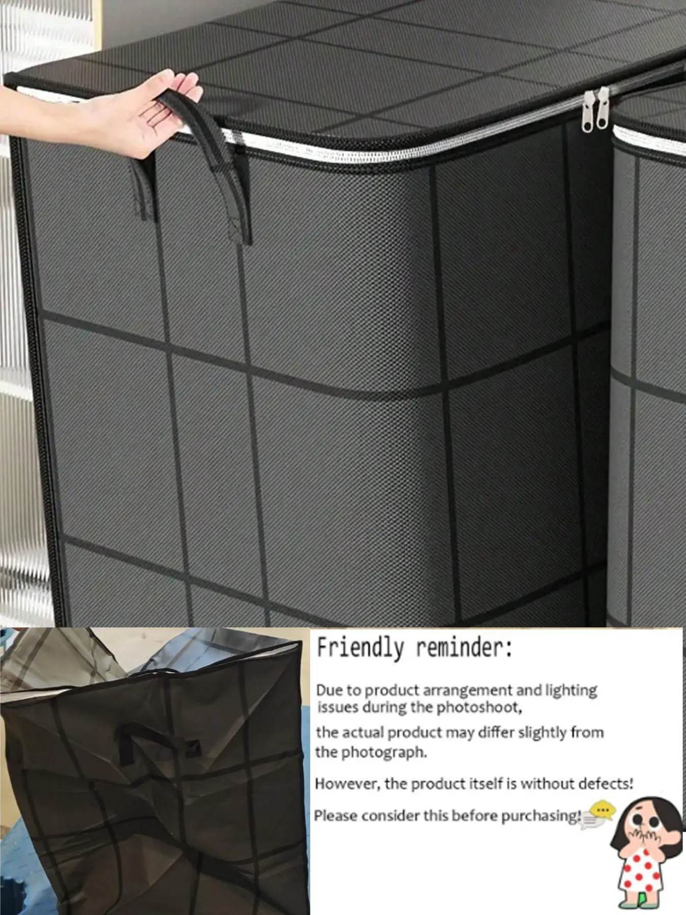 Foldable Clothes Storage Bag with Handle, Large Capacity, Breathable Closet Organizer, Portable Luggage Box, Ideal for Bedroom & Dormitory