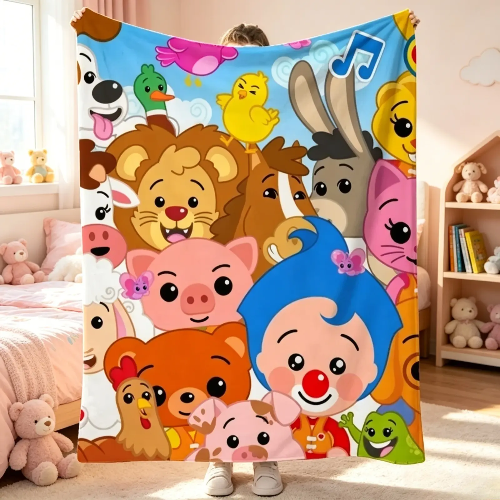 Plim Plim Cartoon Blanket for Kids & Adults, Cute Circus Adventure Flannel Fleece Throw Blanket, Ultra Soft Cozy Baby Nap Blanket, Lightweight Air Conditioner Blanket for Bed Couch Sofa, Nursery Bedroom Decor, Travel Office Nap Blanket, All Season Blanket