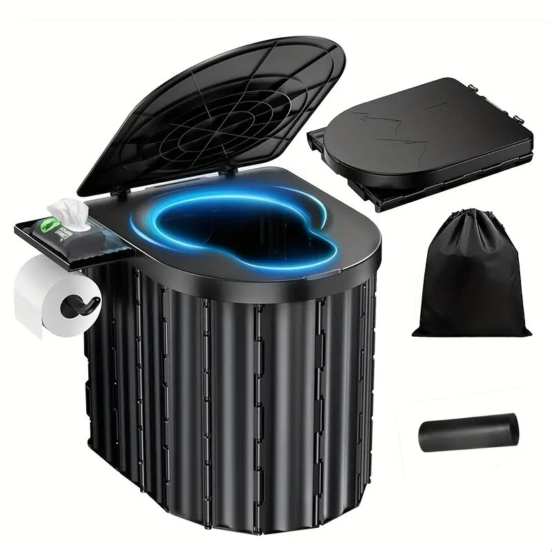 Portable Toilet, Upgraded 14'' Toilet with Removable Paper Holder, Camping Toilet with A Load Capacity Of 450 Lbs, Portable Potty for Camping, Hiking, Road Trip, , RV, Tent, Beach, Truck Drivers
