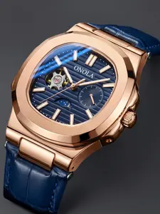 ONOLA Brand Men's Business Mechanical Watch, Open Heart Tourbillon Design, Automatic Winding, 3atm Waterproof, High-Quality, Perfect Christmas Gift, Analog Mechanical Watches