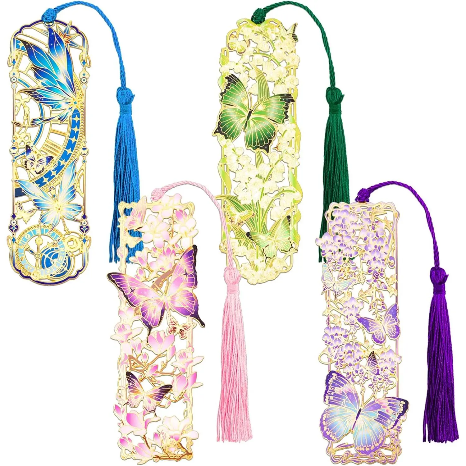 4 count Metal Butterfly Series Bookmark,  for Women Readers (BKM-064-F4)