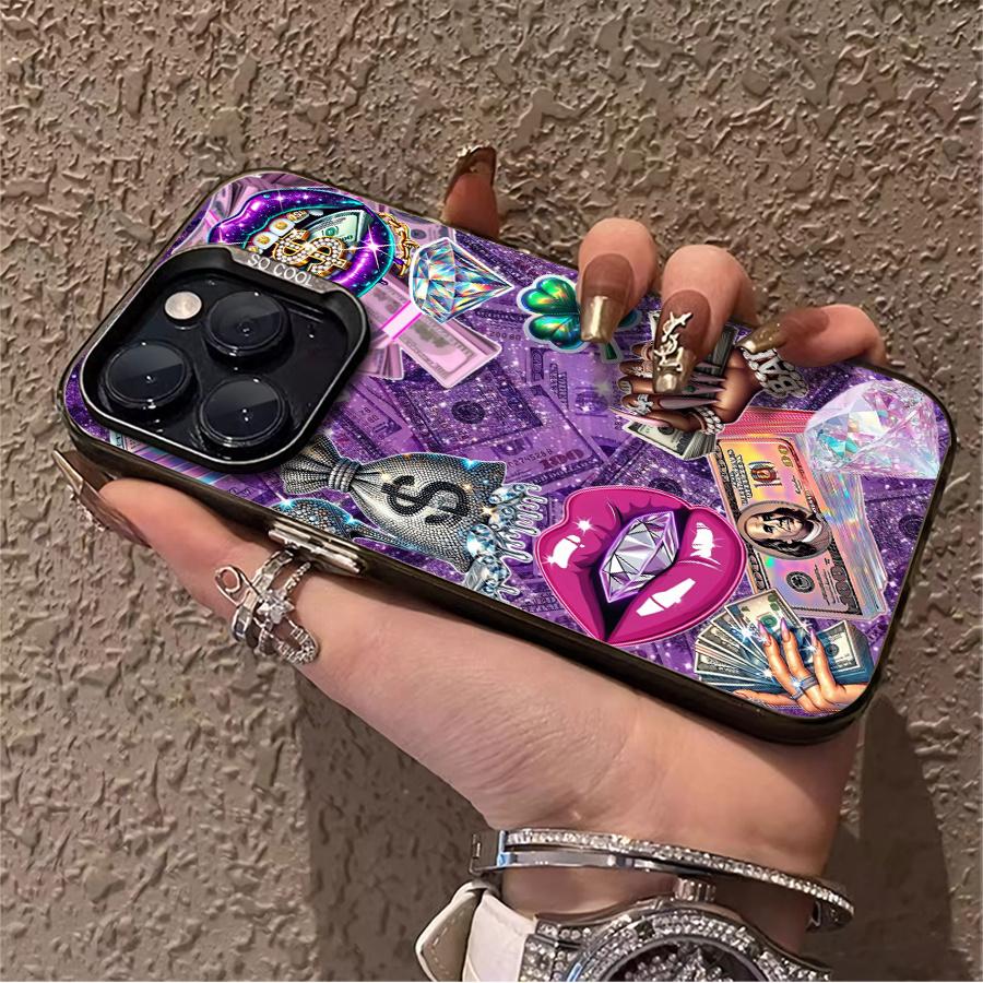 Luxury diamond banknote pattern phone case, drop-resistant hard case, stylish and personalized, can be given as a gift to friends, suitable for iPhone 17/16/15/14/13/12/11/X/XS/XSMAX/XR/7P/8P/16E/17E