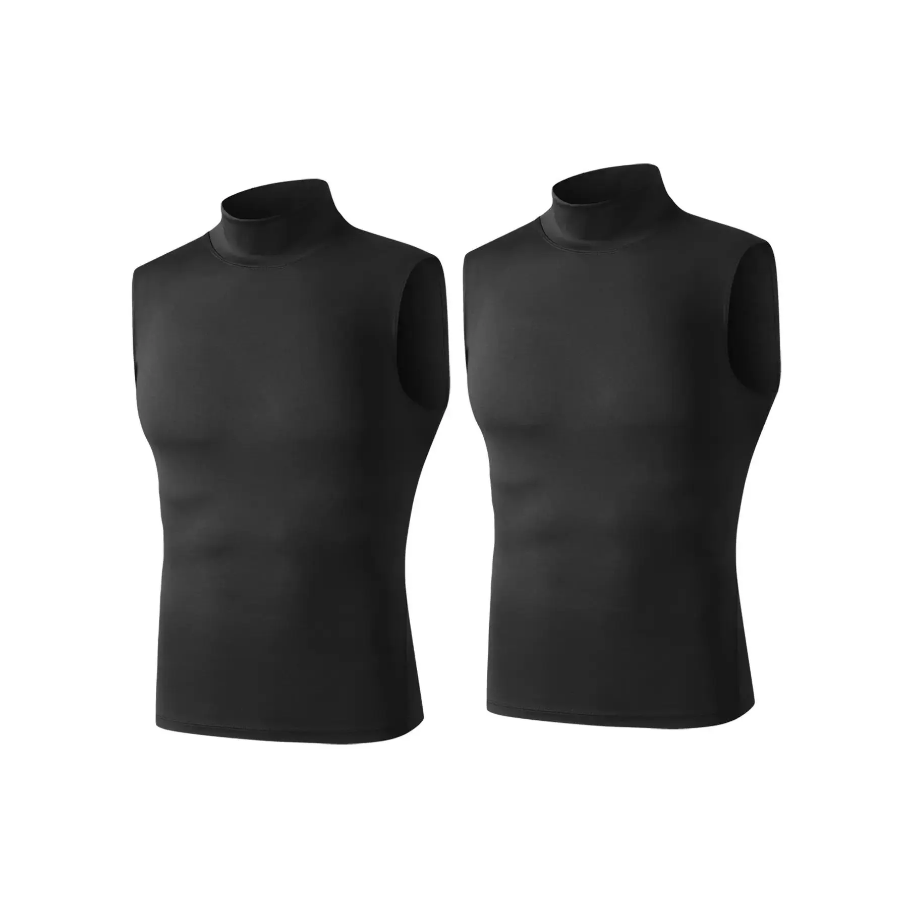 2 Pack Mock Turtleneck Workout Tank Top for Men, Quick-Dry Stretch Sleeveless T Shirt, Running Base Layer Undershirt Gym Tank Tops, Yoga Sports Vest