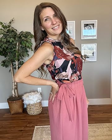 WIHOLL Womens Tank Tops Crewneck Loose Fit Basic Casual Summer Side Split Sleeveless Shirts