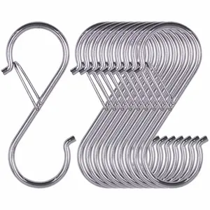 S-shaped hook, rust proof S-shaped hook with safety buckle, heavy-duty metal S-shaped hook suitable for clothes, pots, pans, kitchen utensils, partitions, wardrobes, bags