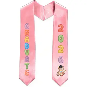 2025 Preschool Kindergarten Graduation Stole Kids Graduation Sash Pink Graduate Satin StoleGift.