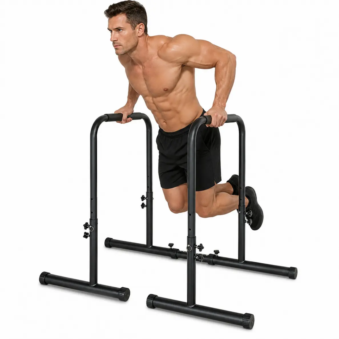 Heavy Duty Dip Station with 550LBS Capacity - Adjustable Height & Width Parallel Bars for Home Gym, Multi-Function Strength Training Equipment for Dips, Pull Ups & Push Ups, Stabilized Steel