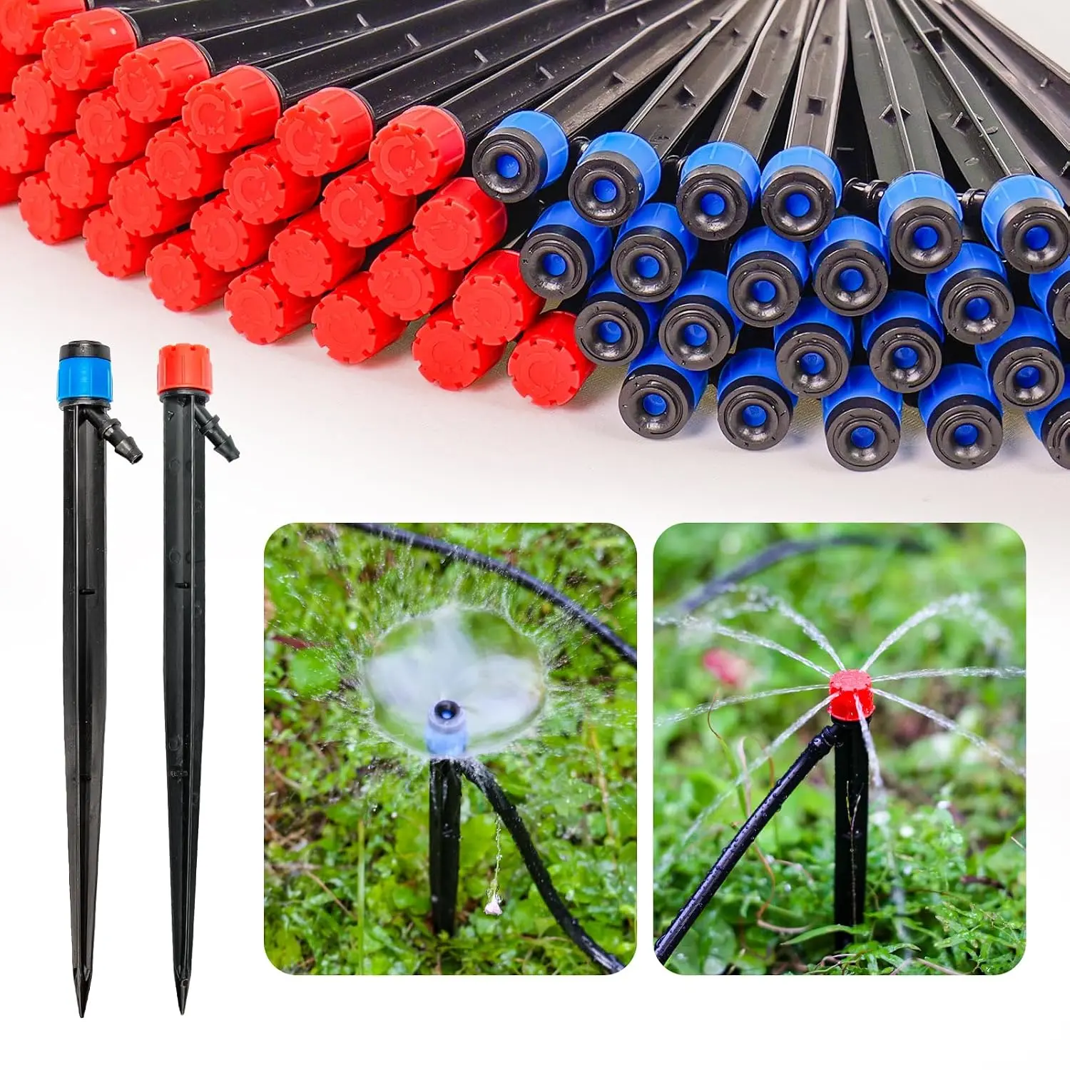 60 Pack Drip Irrigation Emitters Sprays for 1/4 Drip Irrigation Tubing, Irrigation System for Garden (30 Pcs Emitters Vortex + 30 count Emitters Stream)