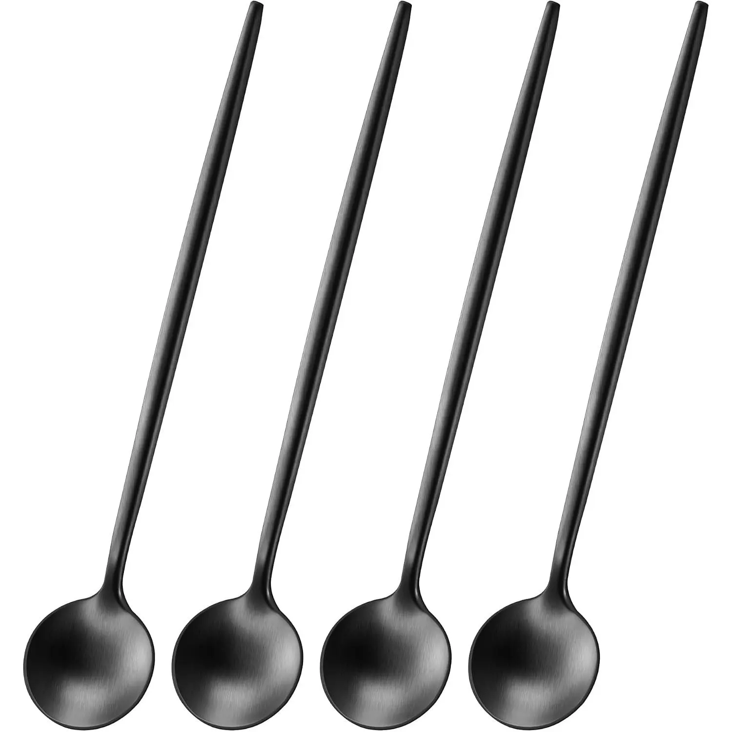 4 count 6.7 Inches Satin Black Stainless Steel 18/10 Coffee Spoons,Iced  Spoon,Espresso Stirring Spoons,Matte Black SS304 Teaspoons,Dessert Spoon,Long Coffee Spoons accessories