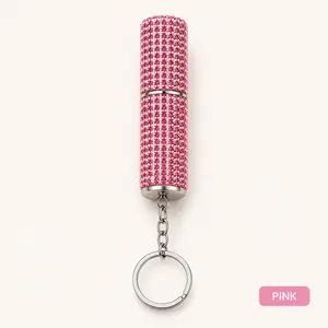 Luxury Rhinestone Keychain, Mini Portable Round Tube Pendant, High-End Water Drill Accessory, Perfect Gift, Multiple Colors Available