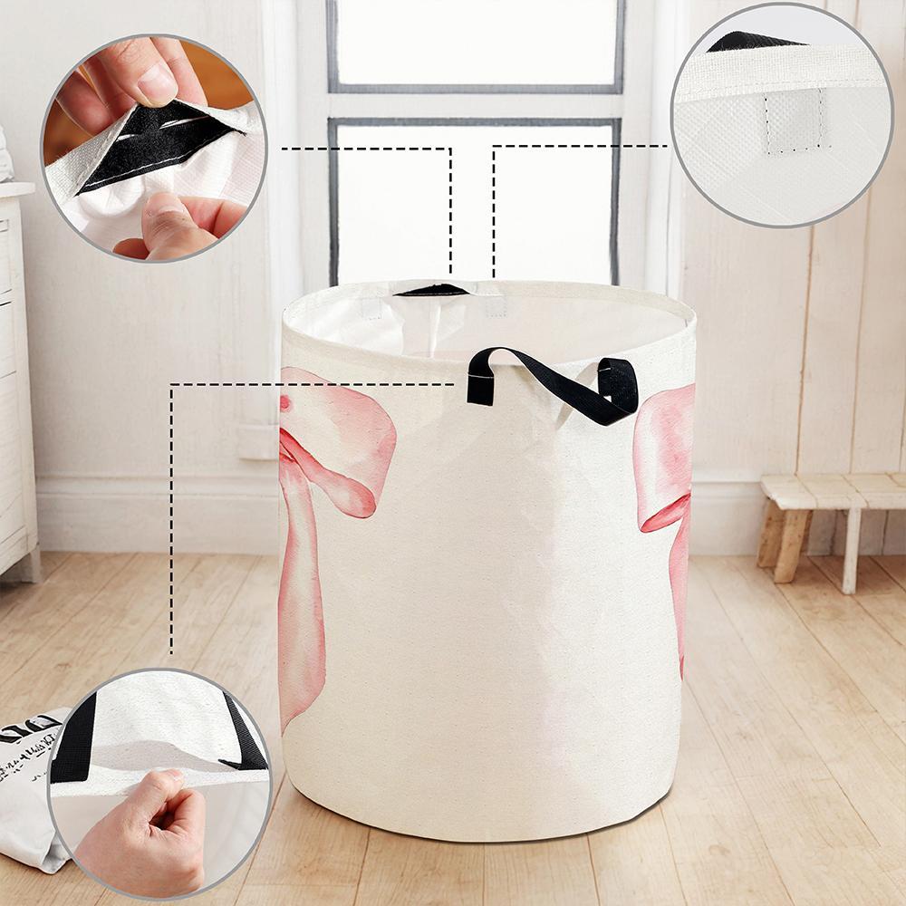 Bow Pattern Laundry Basket, Large Capacity Dirty Clothes Storage Basket with Handle, Household Foldable Dirty Clothes Basket for Home, Laundry Hamper