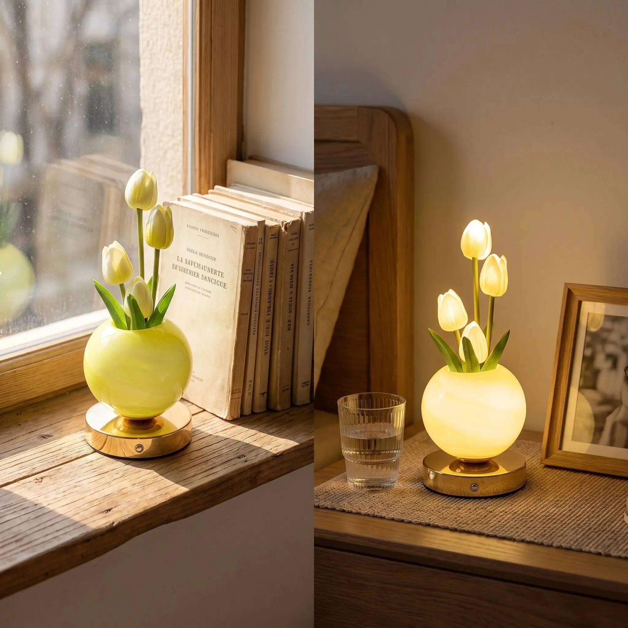 New Tulip Night Light Artificial Flower Lamp Touch Dimmable USB Rechargeable Bedroom Bedside Desk Decor Atmosphere Light, Bedside Table Light, Wedding, Mother's Day, Valentine's Day, Birthday Gift