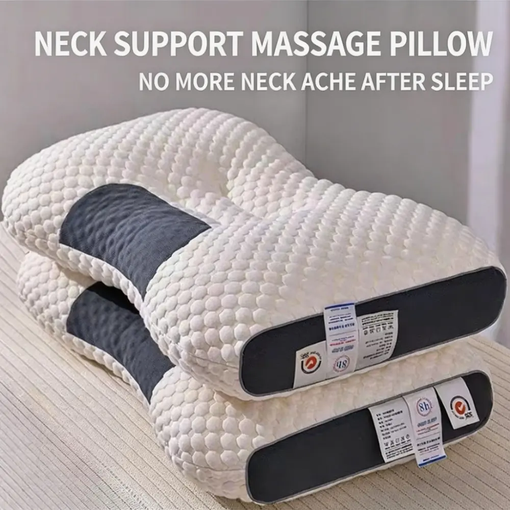 Orthopedic Neck Pillow for Deep Sleep, Breathable Fabric Contour Pillow, Relieves Neck & Shoulder Stiffness, Soft Support Pillow for All Sleep Positions