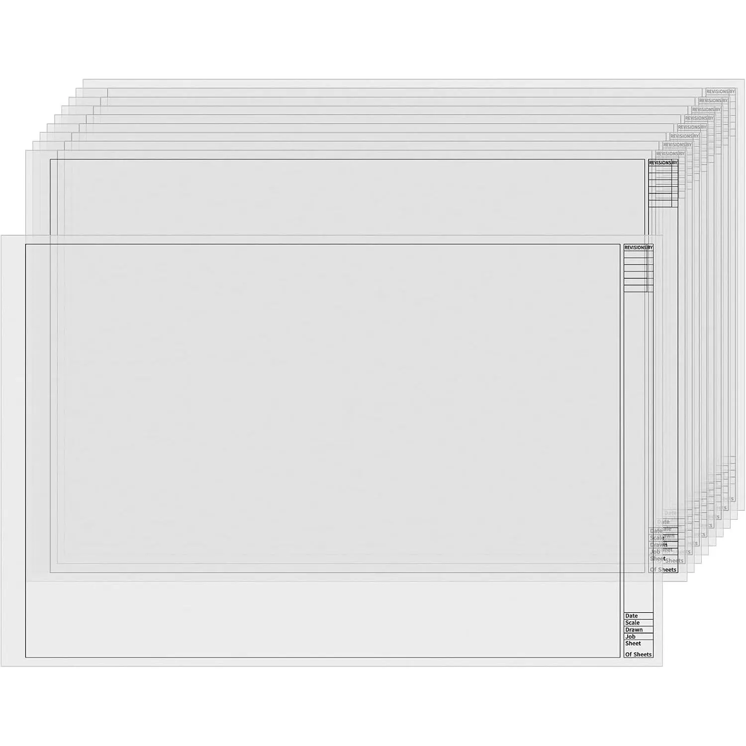 10-Sheet Architectural Vellum Rag Paper, 18in x 24in White Translucent Drafting Sheet with Border & Title Block for Architecture Drawing, Sketching