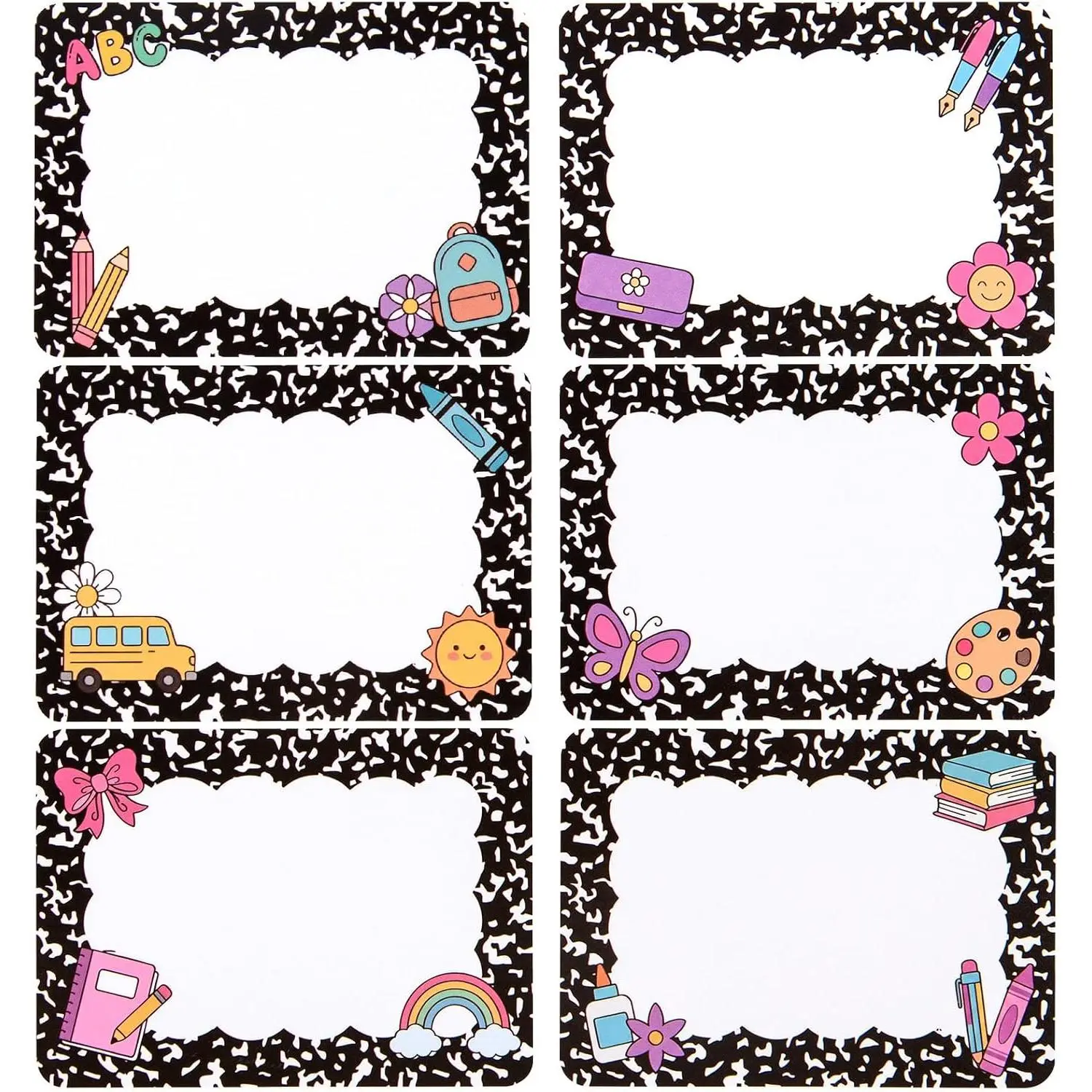 180-Count Self-Adhesive Border Labels, 3.5x2.5 Inches Composition Notebook Name Tags, School/Office Stationery Nameplates