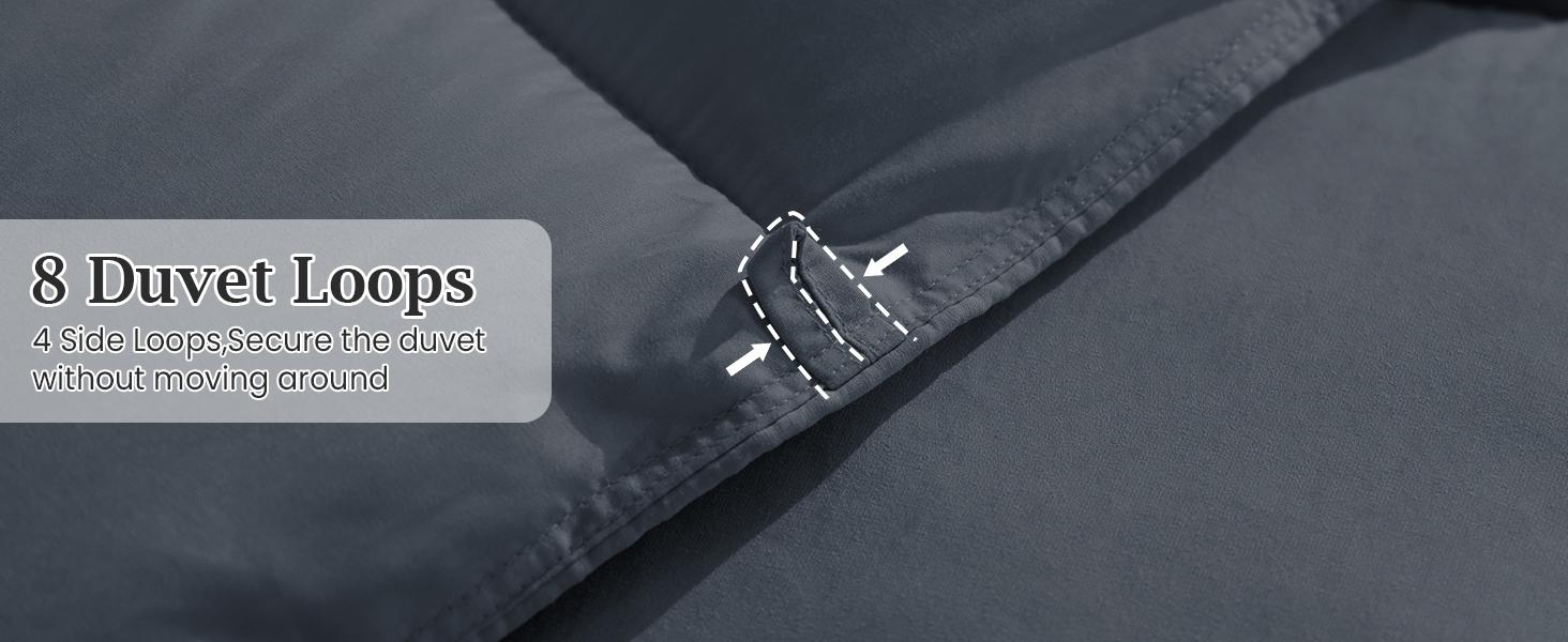 Queen Size Goose Feather Fiber and Down Comforter Duvet Insert All Season Hotel Luxury Bedding Comforters Soft Medium Warmth 88x88 Inches Dark Grey