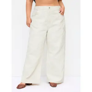 Cider Denim Mid Rise Jacquard Floral Wide Leg Jeans Curve & Plus