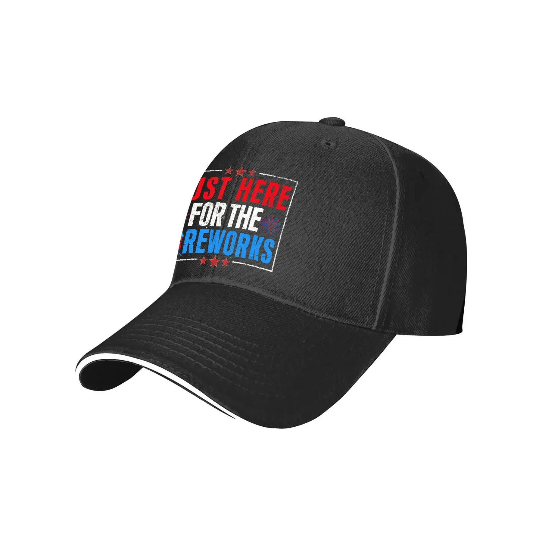 Just Here for Fireworks 4th of July Novelty Awesome Graphic Baseball Cap Hats Casual Baseball Cap Funny Hats