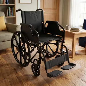 Lightweight Foldable Transport Wheelchair for Seniors, 16 Inch Wide Comfort Seat, Removable Flip-Up Armrests & Swing Away Footrests, Lockable Handbrakes Portable Medical Mobility Chair