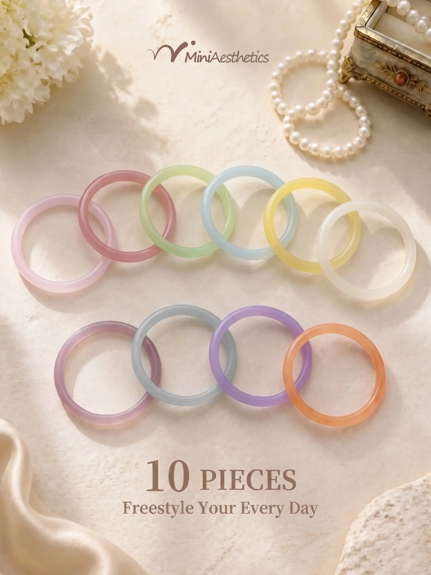 Ten-Piece Set Chinese Jade-Like Bracelets, Ice-Transparent Retro Gradient, Includes Gift Box, Perfect for Blessing and Memorials, 62mm, Exquisite Bracelet