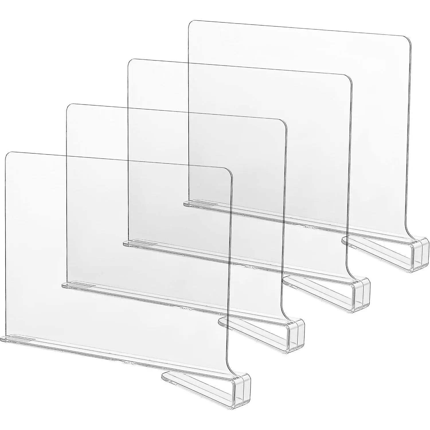 Acrylic Shelf Dividers for Closets,Wood Shelf Dividers, 4 PCS Clear Shelf Separators,Perfect for Clothes Organizer and Bedroom Kitchen Cabinets Shelf Storage and Organization
