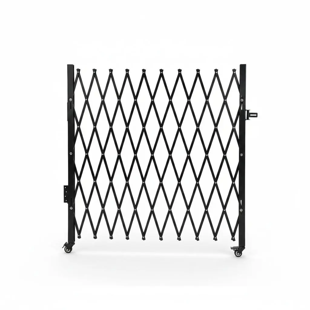 Garvee Portable Steel Folding Security Gate - 360° Rolling Wheels, Expandable Accordion Barrier for Indoor & Outdoor Use, Ideal for Driveways, Garages, Gardens, Decks, Pools - Flexible Size Options