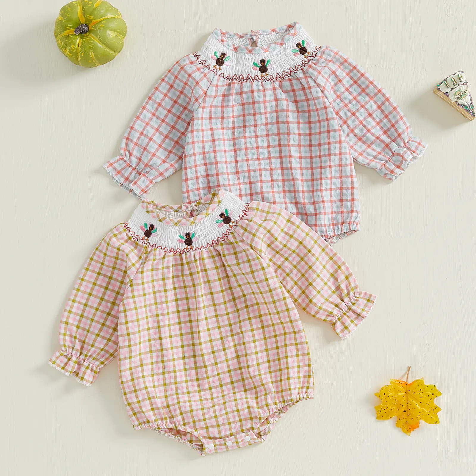 My First Christmas Baby Girl Outfit Newborn Smocked Bubble Romper Santa Embroidery Jumpsuit Cute Infant XmasClothes