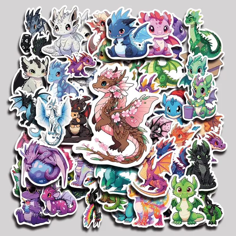 50PCS European dragon Aesthetic Vinyl Stickers Pack for Laptop Water Bottle Phone Case Skateboard Journal Scrapbook DIY Decoration