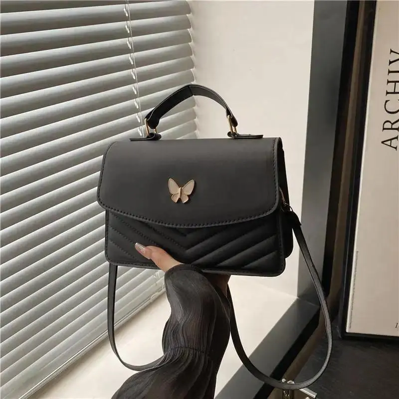 Women's Vintage Butterfly Square-Shape Mini Crossbody Bag, Chic Textured Premium Leather Retro Purse, Top-Handle Satchel for Daily Outfits, Sports & Outdoor Gym Use, Crossbody Bags For Women
