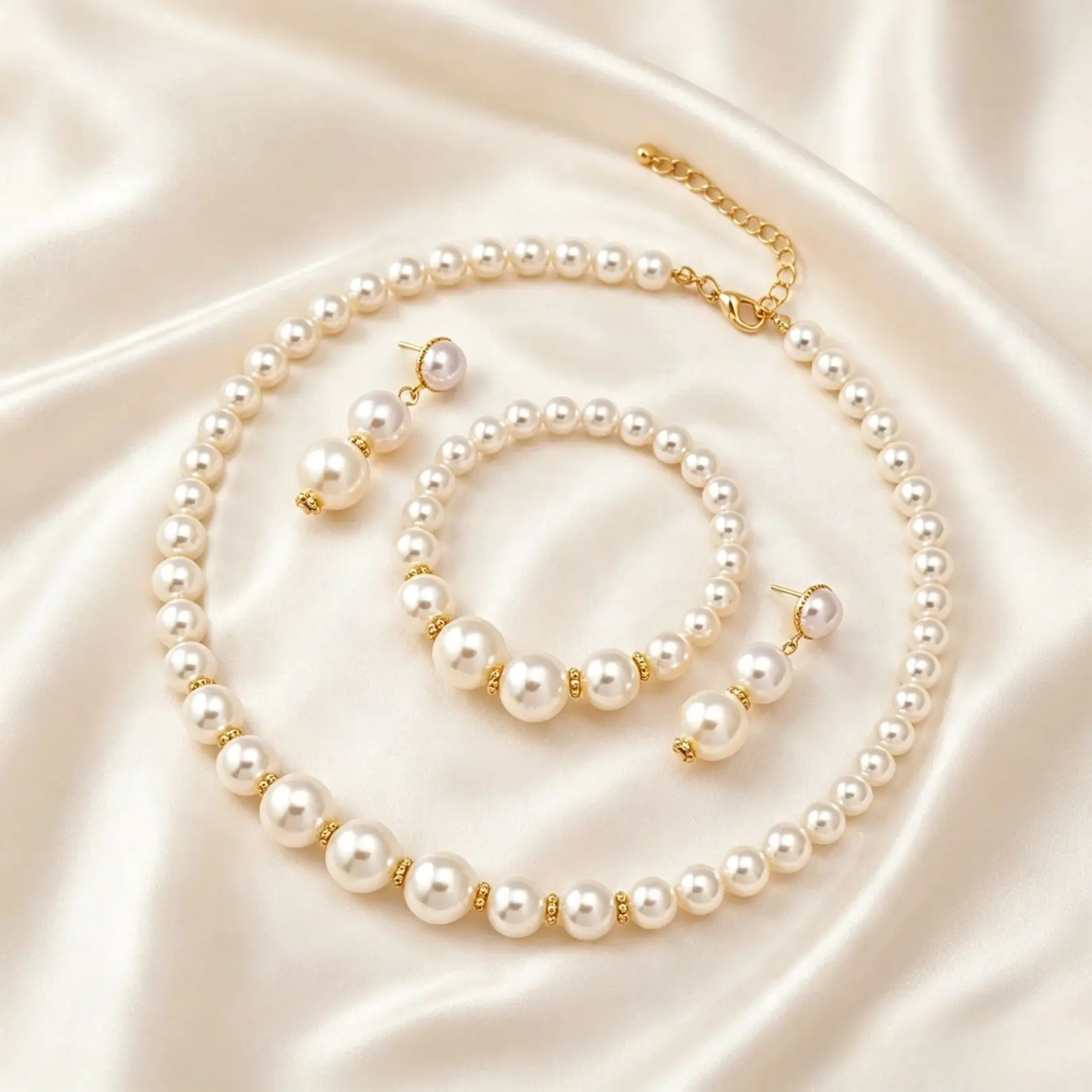 Faux Pearl Decorated Jewelry Set, Elegant Necklace & Bracelet & Dangle Earrings, Fashion Jewelry for Party, Trendy All-match & Exquisite Jewelry for Birthday Gift