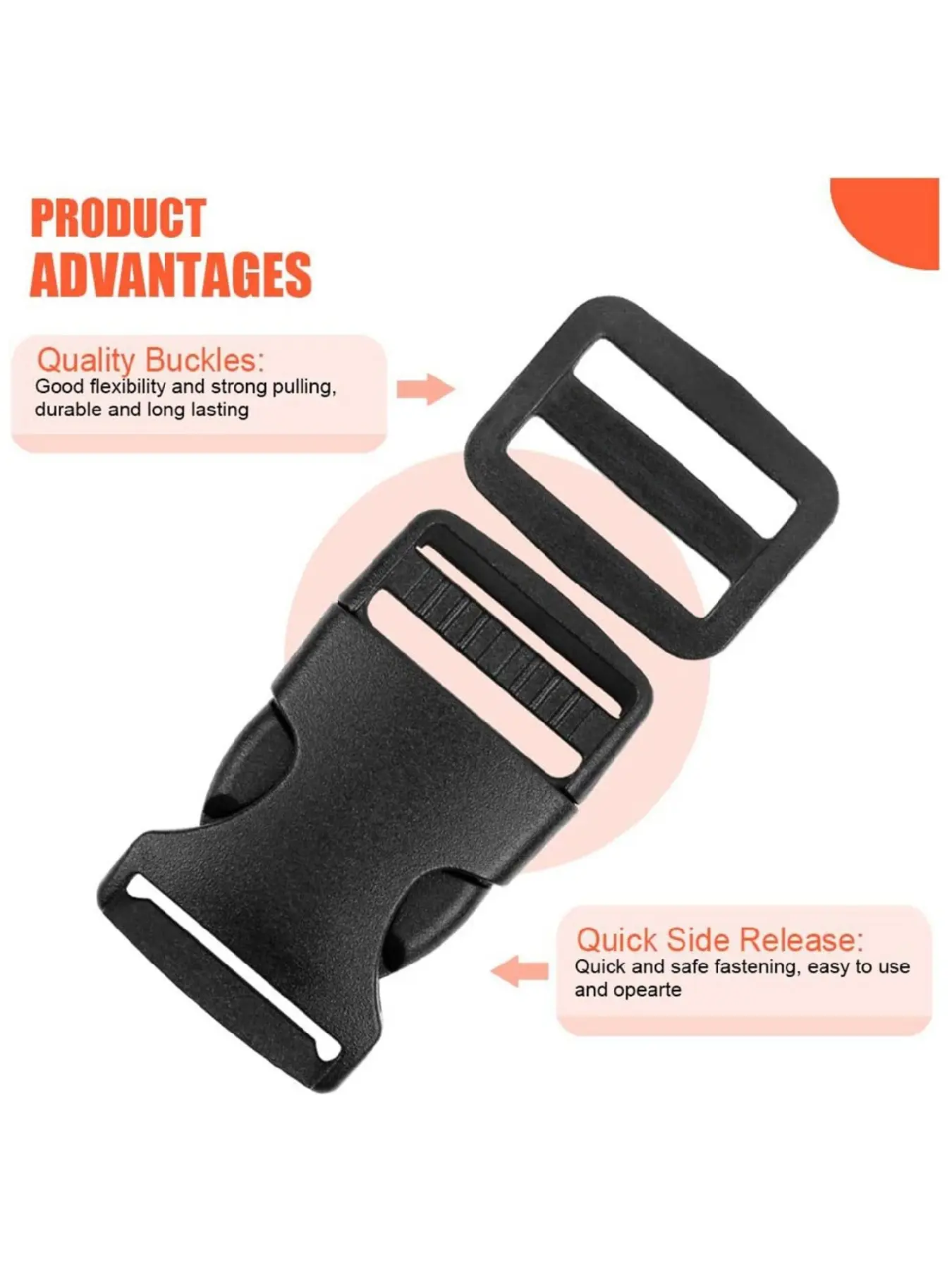 Quick Side Release Buckles  Wide Dual Adjustable Clips Snaps No Sewing Heavy Duty Plastic 7Pack Replacement for Nylon Strap Webbing Survival Paracord Backpack Fanny Pack Waist Strap