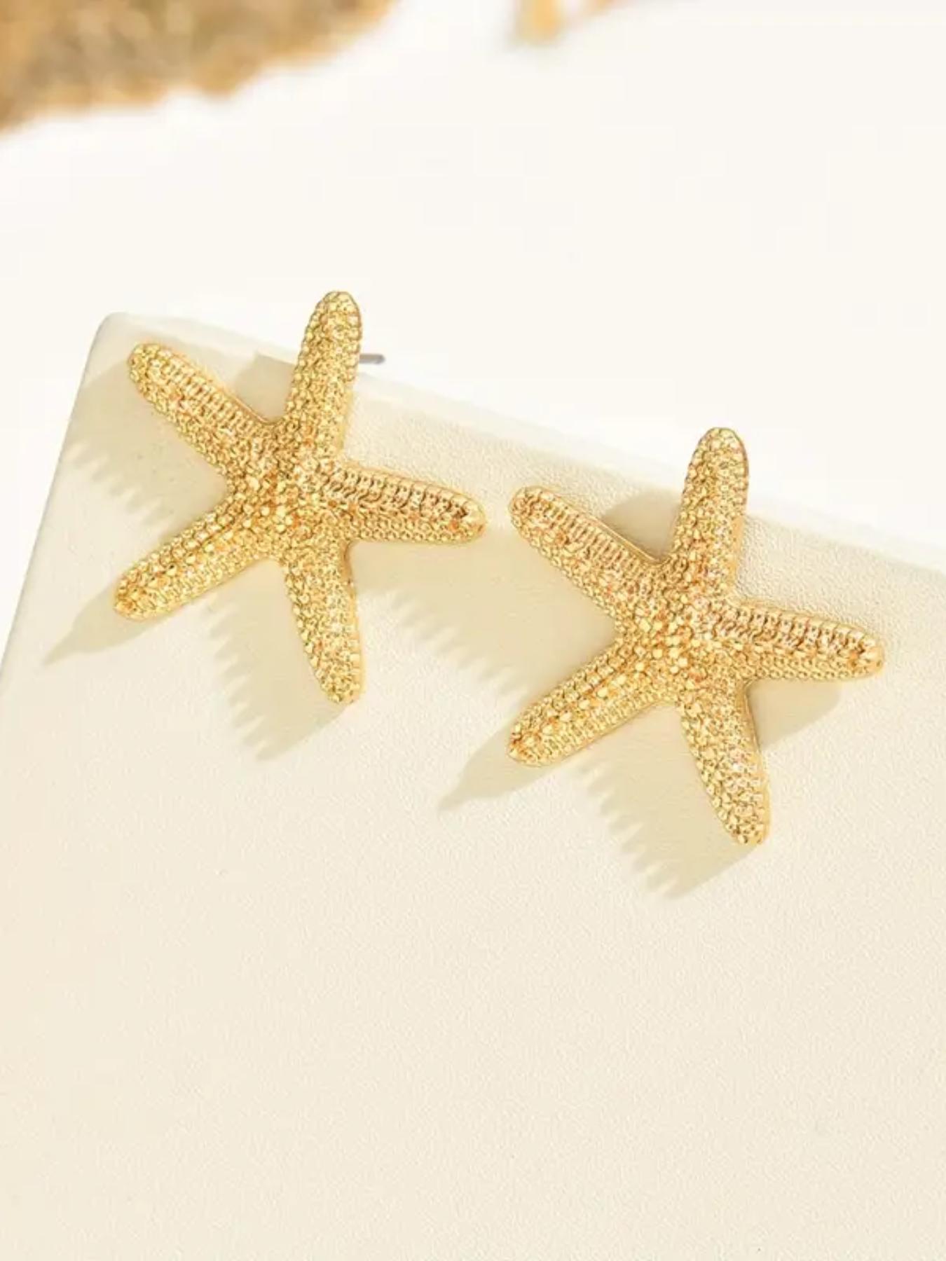 Starfish Design Stud Earrings, Statement Earrings, Fashionable Jewelry for Women & Girls, Trendy All-match & Exquisite Jewelry for Birthday Gift